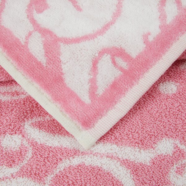 Asciugamano Con Ospite In Acrilico Dralon Script 40X60+60X100 Premoli Di Bella Moderno Rosa Caleffi