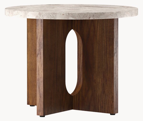 Tavolino rotondo in legno con piano in arenaria Androgyne