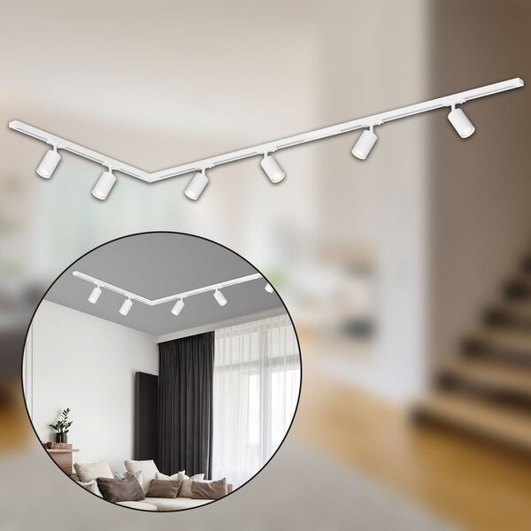 Sistema a binario Briloner Rail, set completo, 6 faretti GU10, orientabili, girevoli, bianco, 2,25 m