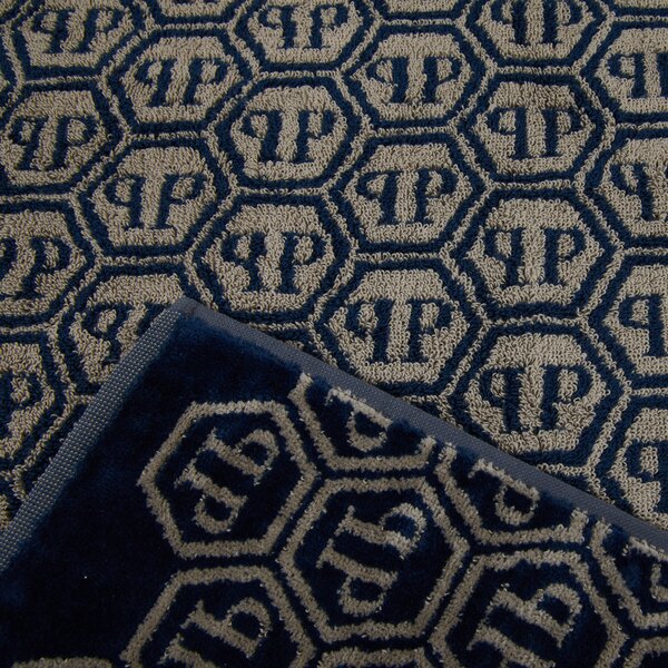 Asciugamano Con Ospite In Acrilico Dralon Pattern 40X60+60X100 Premoli Di Bella Moderno Blue Caleffi