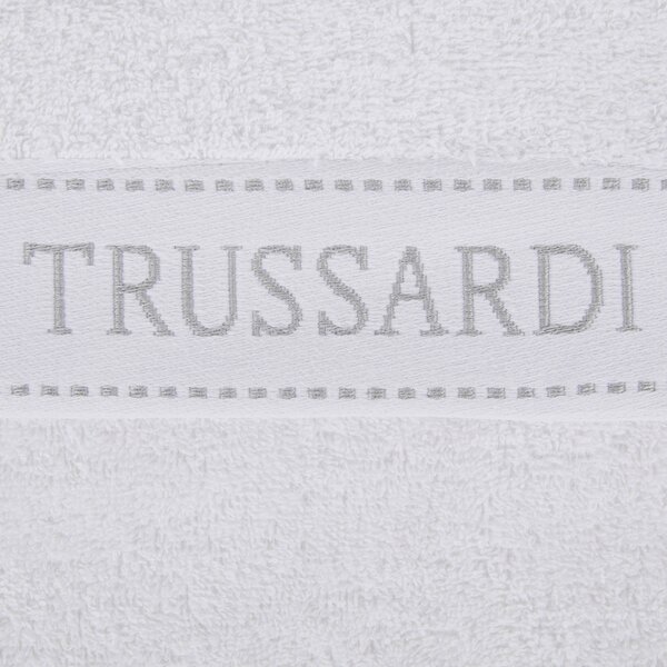 Asciugamano Con Ospite In Acrilico Dralon Ribbon 40X60 60X110 Trussardi Tinta Unita Bianco Caleffi