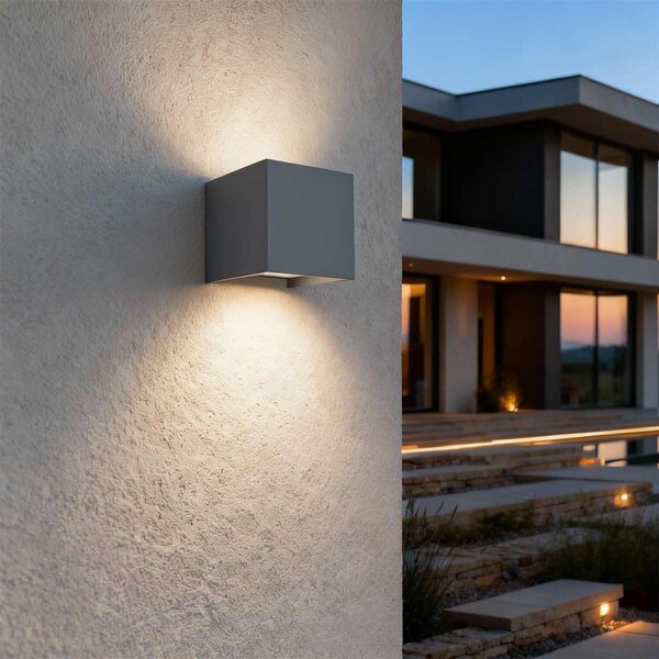Applique LED Cubo 12W Bidirezione Antracite IP65 CCT OSRAM Chip LED
