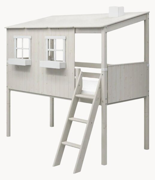 Letto per bambini in legno con scala e barriera di sicurezza Classic 1/1
