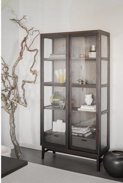 Vetrina marrone in rovere con ante scorrevoli 100x203 cm Hazelton - Rowico