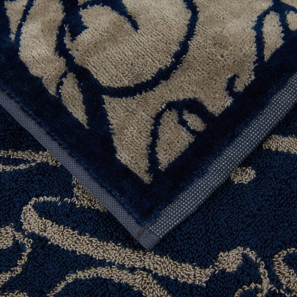 Asciugamano Con Ospite In Acrilico Dralon Script 40X60+60X100 Premoli Di Bella Moderno Blue Caleffi