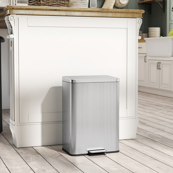 HOMCOM Cestino della Spazzatura 20 L a Pedale con Coperchio Softclose, Secchio Interno Rimovibile Argento, 34,2 x 30,6 x 44,2 cm | Aosom Italy