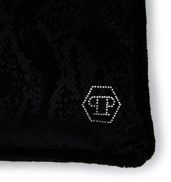Cuscino D'arredo In Velluto Python 40x40 Premoli Di Bella Tinta Unita Black Caleffi