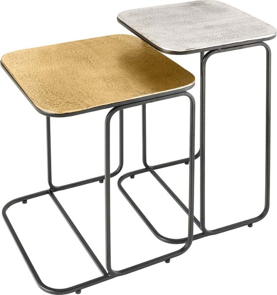 Tavolino da salotto 40 cm in metallo, oro e argento, design moderno per il soggiorno. ACQUISTA ORA