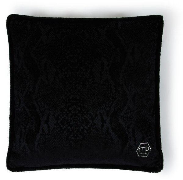 Cuscino D'arredo In Velluto Python 40x40 Premoli Di Bella Tinta Unita Black Caleffi