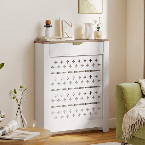 HOMCOM Copritermosifone con armadietto a ribalta e ripiano superiore, 78 x 19 x 95,5 cm, Bianco | Aosom Italy