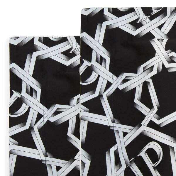 Completo Lenzuola In Raso Di Cotone Chains Matrimoniale - 250X290 175X205 + 2 Federe 50X80 Premoli Di Bella Moderno Black Caleffi