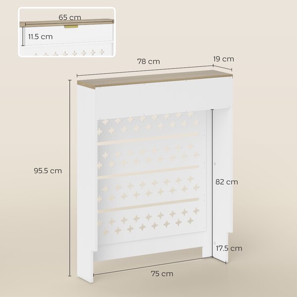 HOMCOM Copritermosifone con armadietto a ribalta e ripiano superiore, 78 x 19 x 95,5 cm, Bianco | Aosom Italy