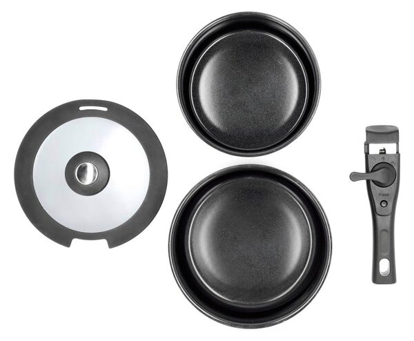 Set di casseruole con manico rimovibile in alluminio con coperchio incluso/con superficie antiaderente 2 pz 2,4 l – Holm
