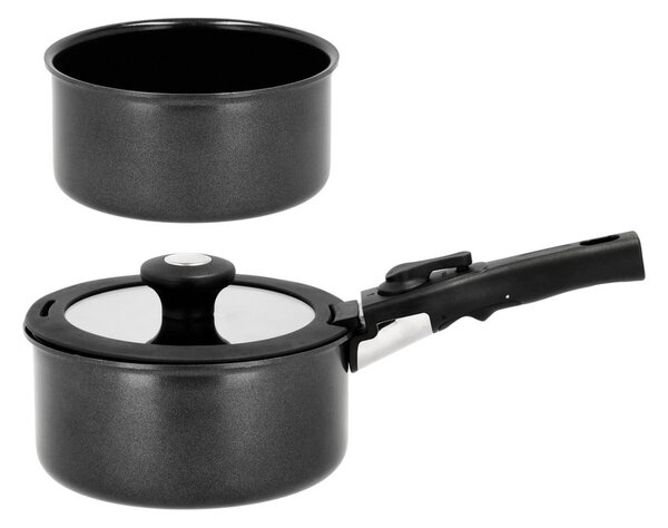 Set di casseruole con manico rimovibile in alluminio con coperchio incluso/con superficie antiaderente 2 pz 2,4 l – Holm