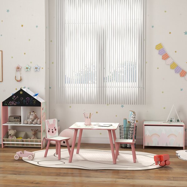 ZONEKIZ Cassa per giocattoli con coperchio, Scatola portaoggetti con cerniera di sicurezza, 60x37x39 cm, Rosa | Aosom Italy