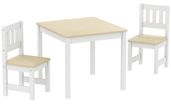 AIYAPLAY Set tavolo e 2 sedie in legno per bambini 56x52x48 cm, Legno naturale | Aosom Italy