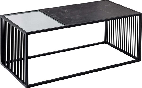 Tavolino da salotto 100 cm in marmo e vetro, design moderno per il soggiorno. ACQUISTA ORA