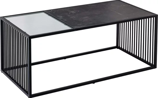 Tavolino da salotto 100 cm in marmo e vetro, design moderno per il soggiorno. ACQUISTA ORA