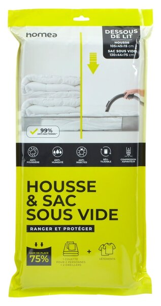 Organizer per sottoletto sottovuoto in plastica 105x45x15 cm – Homéa