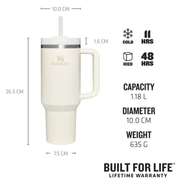 Borraccia termica color crema in acciaio inox 1,18 l Quencher H2.0 FlowState Tumbler Cream – Stanley