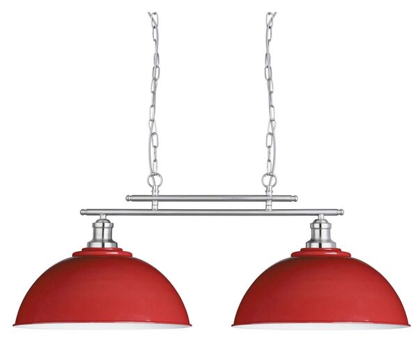 Fusion, cornice per soffitto a 2 luci, argento satinato, rosso acciaio