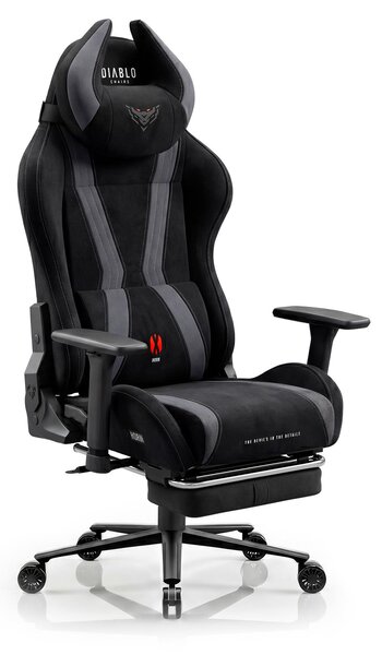 Sedia da gaming Diablo X-Horn 2.0, sedia da ufficio, sedia da scrivania, design ergonomico in tessuto, nera, taglia standard