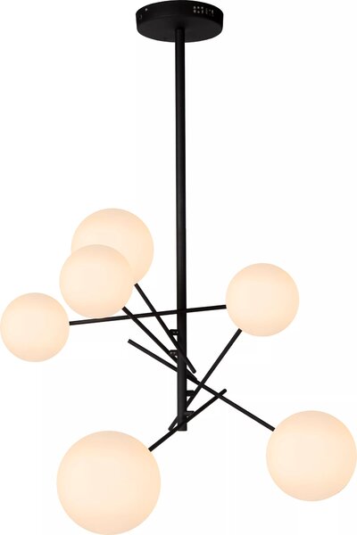 Lampadario ALARA nero 6xG4x1,5W in vetro, dimensioni: 116x72x72 cm, IP20, Lucide