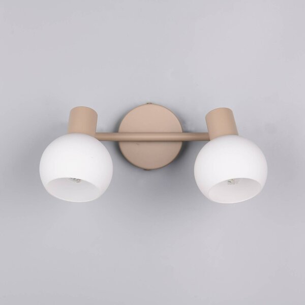 Reality Leuchten Plafoniera Boba, a 2 luci, beige, E14, metallo dimmerabile, Crema / Ambra, Soggiorno / Sala da pranzo, Metallo, Moderno, Faretto
