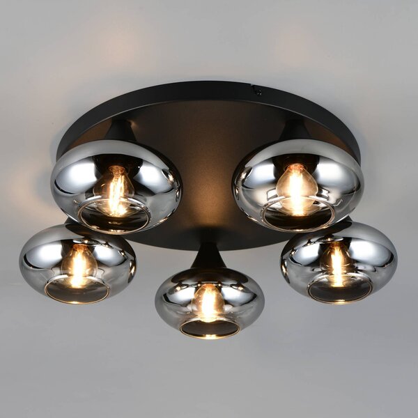 Reality Leuchten Plafoniera soffitto Divina, dimmerabile, Alluminio / Grigio / Zincato, Soggiorno / Sala da pranzo, Vetro, Moderno, Plafoniera