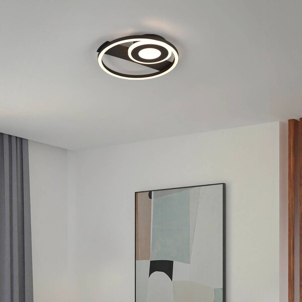 Reality Leuchten Plafoniera soffitto Horus, dimmerabile, Nero, Soggiorno / Sala da pranzo, Metallo, Moderno, Plafoniera