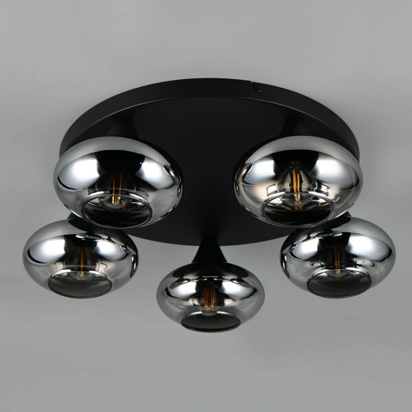 Reality Leuchten Plafoniera soffitto Divina, dimmerabile, Alluminio / Grigio / Zincato, Soggiorno / Sala da pranzo, Vetro, Moderno, Plafoniera