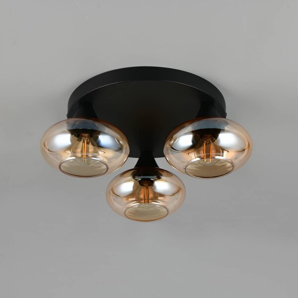Reality Leuchten Plafoniera soffitto Divina, dimmerabile, Crema / Ambra, Soggiorno / Sala da pranzo, Vetro, Moderno, Plafoniera