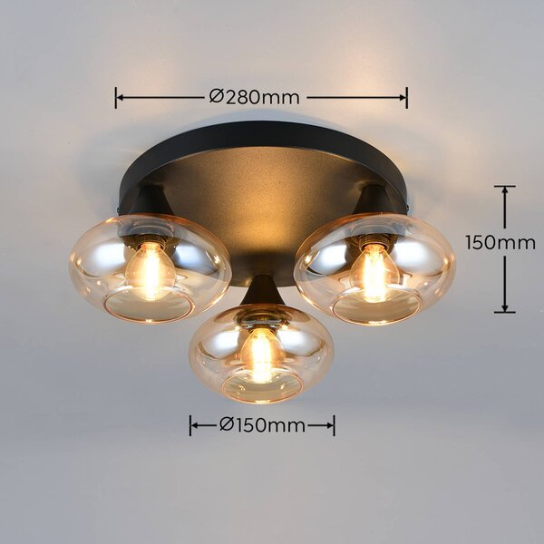 Reality Leuchten Plafoniera soffitto Divina, dimmerabile, Crema / Ambra, Soggiorno / Sala da pranzo, Vetro, Moderno, Plafoniera