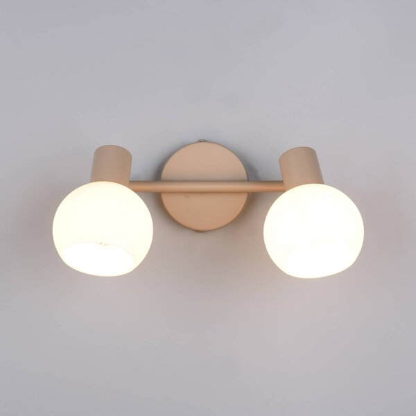 Reality Leuchten Plafoniera Boba, a 2 luci, beige, E14, metallo dimmerabile, Crema / Ambra, Soggiorno / Sala da pranzo, Metallo, Moderno, Faretto