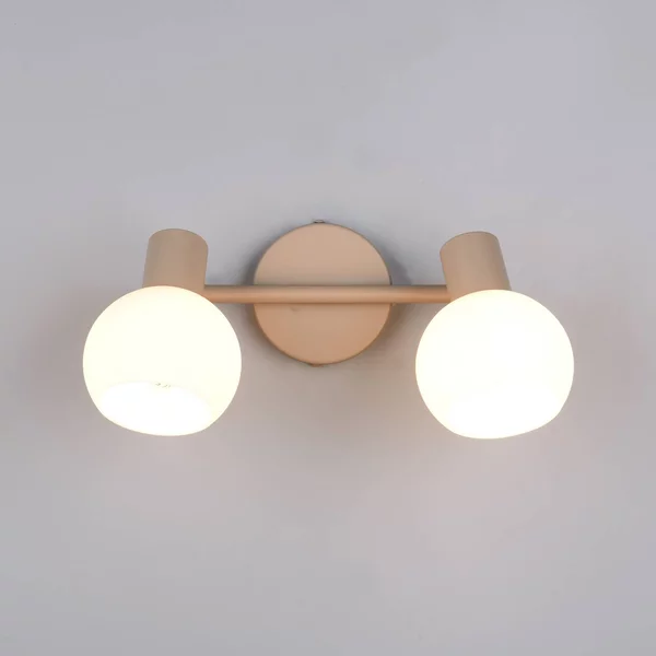 Reality Leuchten Plafoniera Boba, a 2 luci, beige, E14, metallo dimmerabile, Crema / Ambra, Soggiorno / Sala da pranzo, Metallo, Moderno, Faretto
