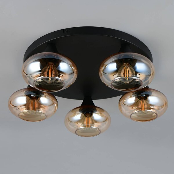 Reality Leuchten Plafoniera soffitto Divina, dimmerabile, Crema / Ambra, Soggiorno / Sala da pranzo, Vetro, Moderno, Plafoniera