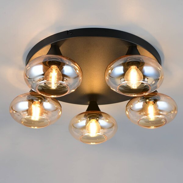 Reality Leuchten Plafoniera soffitto Divina, dimmerabile, Crema / Ambra, Soggiorno / Sala da pranzo, Vetro, Moderno, Plafoniera
