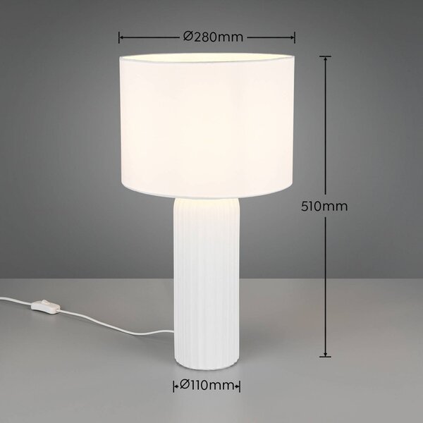 Reality Leuchten Lampada da tavolo Blair, Bianco / Opale, Soggiorno / Sala da pranzo, Ceramica, Moderno, Lampada da tavolo