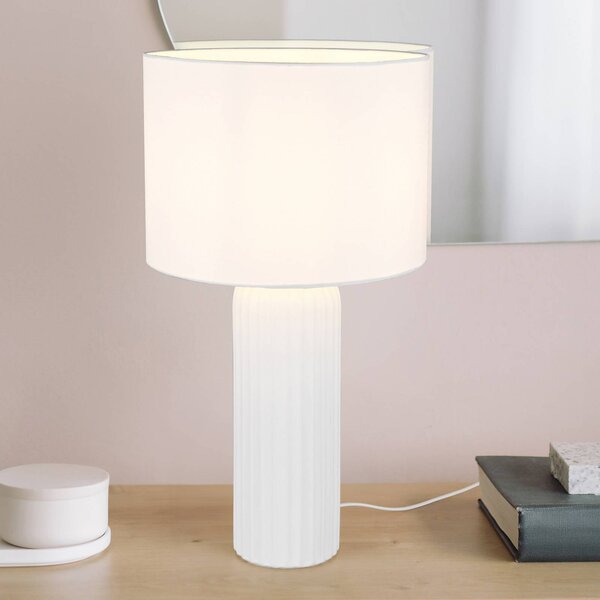 Reality Leuchten Lampada da tavolo Blair, Bianco / Opale, Soggiorno / Sala da pranzo, Ceramica, Moderno, Lampada da tavolo