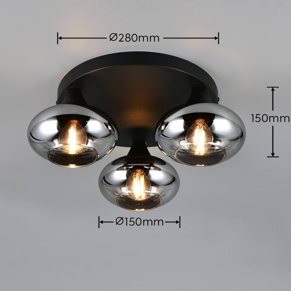 Reality Leuchten Plafoniera soffitto Divina, dimmerabile, Alluminio / Grigio / Zincato, Soggiorno / Sala da pranzo, Vetro, Moderno, Plafoniera