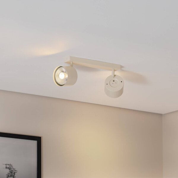 Faretto da soffitto Chloe orientabile a 2 luci, beige Argon, dimmerabile, Crema / Ambra, Soggiorno / Sala da pranzo, Metallo, Moderno