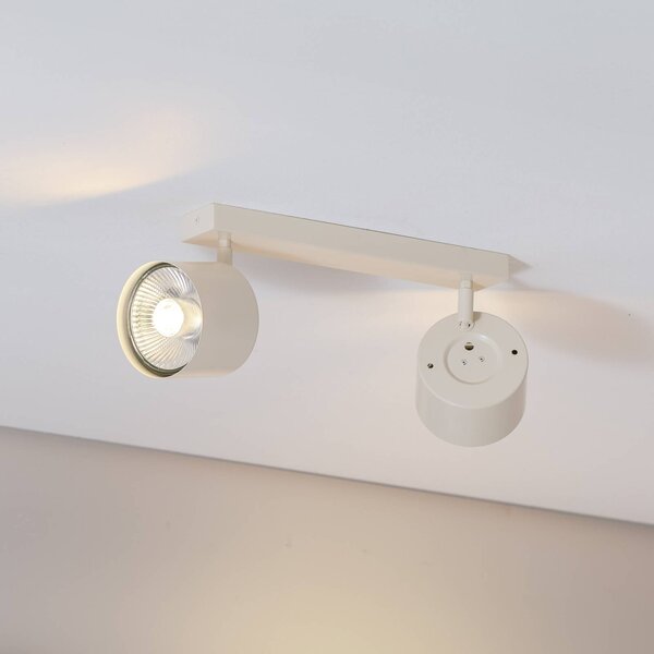 Faretto da soffitto Chloe orientabile a 2 luci, beige Argon, dimmerabile, Crema / Ambra, Soggiorno / Sala da pranzo, Metallo, Moderno