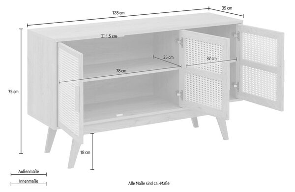 Cassettiera bassa effetto rovere naturale 128x75 cm Bridget - Støraa