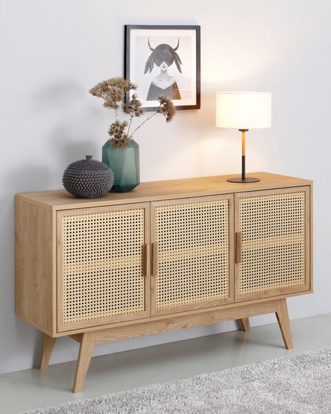 Cassettiera bassa effetto rovere naturale 128x75 cm Bridget - Støraa