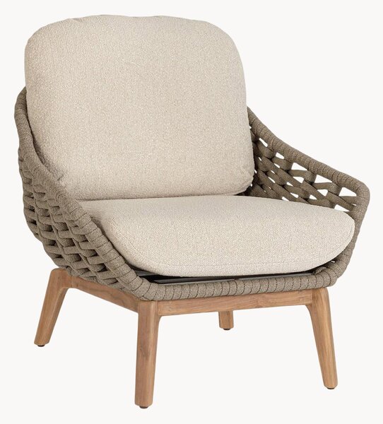 Poltrona da giardino in bouclé Tamires con gambe in legno di teak
