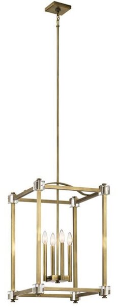Lampadario Contemporaneo Cayden Acciaio Ottone Naturale 4 Luci E14 IP20