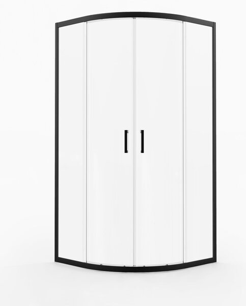 Cabina doccia 90x90 Marwell vetro doccia Factory rotonda, nero, 90 x 90 x 200 cm - Cabina doccia con telaio in alluminio nero opaco - Cabina doccia con porta scorrevole