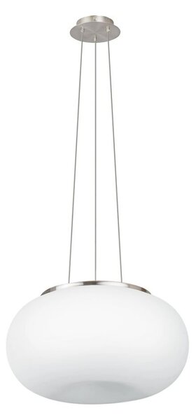 Lampadario A Sospensione Contemporaneo Optica Acciaio Nichel Vetro 2 Luci E27