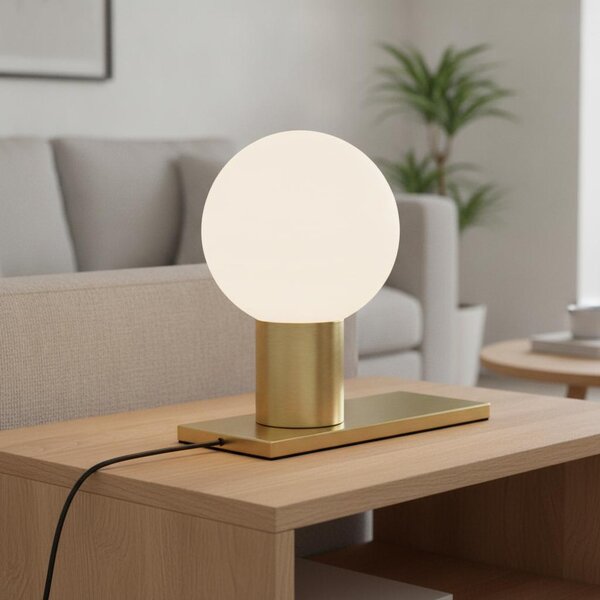 Lampada da tavolo Juliet 9012922 in combinazione di vetro opalino ed elegante ottone