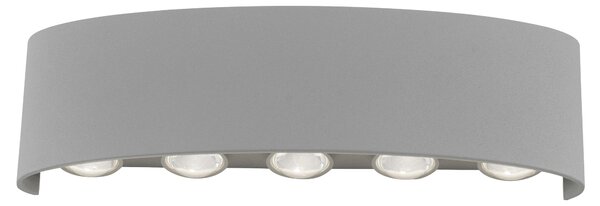 Applique argento 10xLED/0.80W/3000K Luce da esterno IP54 CARLO